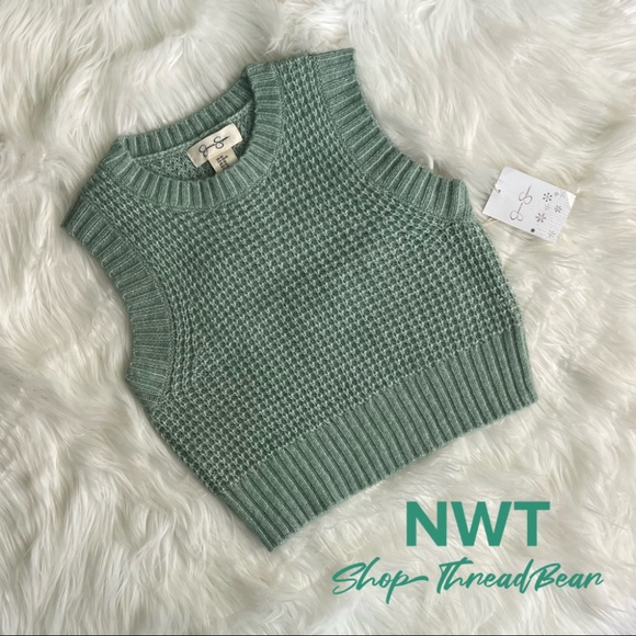 Preppy [Jessica Simpson] Darling Light Green Ribbed Knit NWT Sweater Vest | XS - Picture 1 of 12